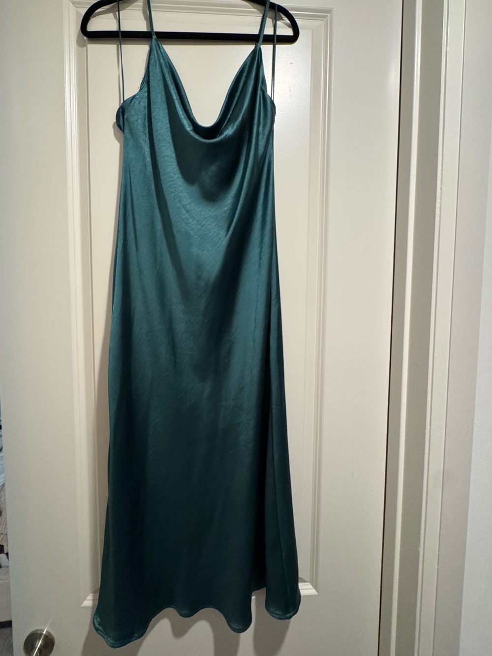 Endless Rose Emerald Green Satin Cowl Slip Midi Dress